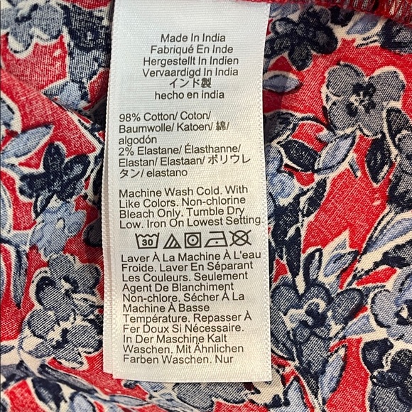 J.Crew Cotton Red and Blue Floral Preppy Button Down Shirt Size M - Picture 8 of 8